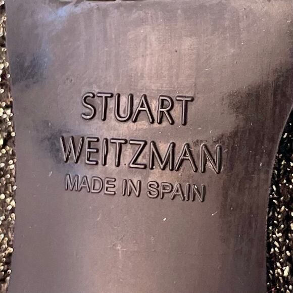 Stuart Weitzman Sock Bootie Black Gold Metallic Knit 6.5 - Picture 6 of 13